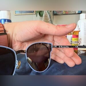 Dior Women's Sunglasses Black Lenses with Light Blue Trim